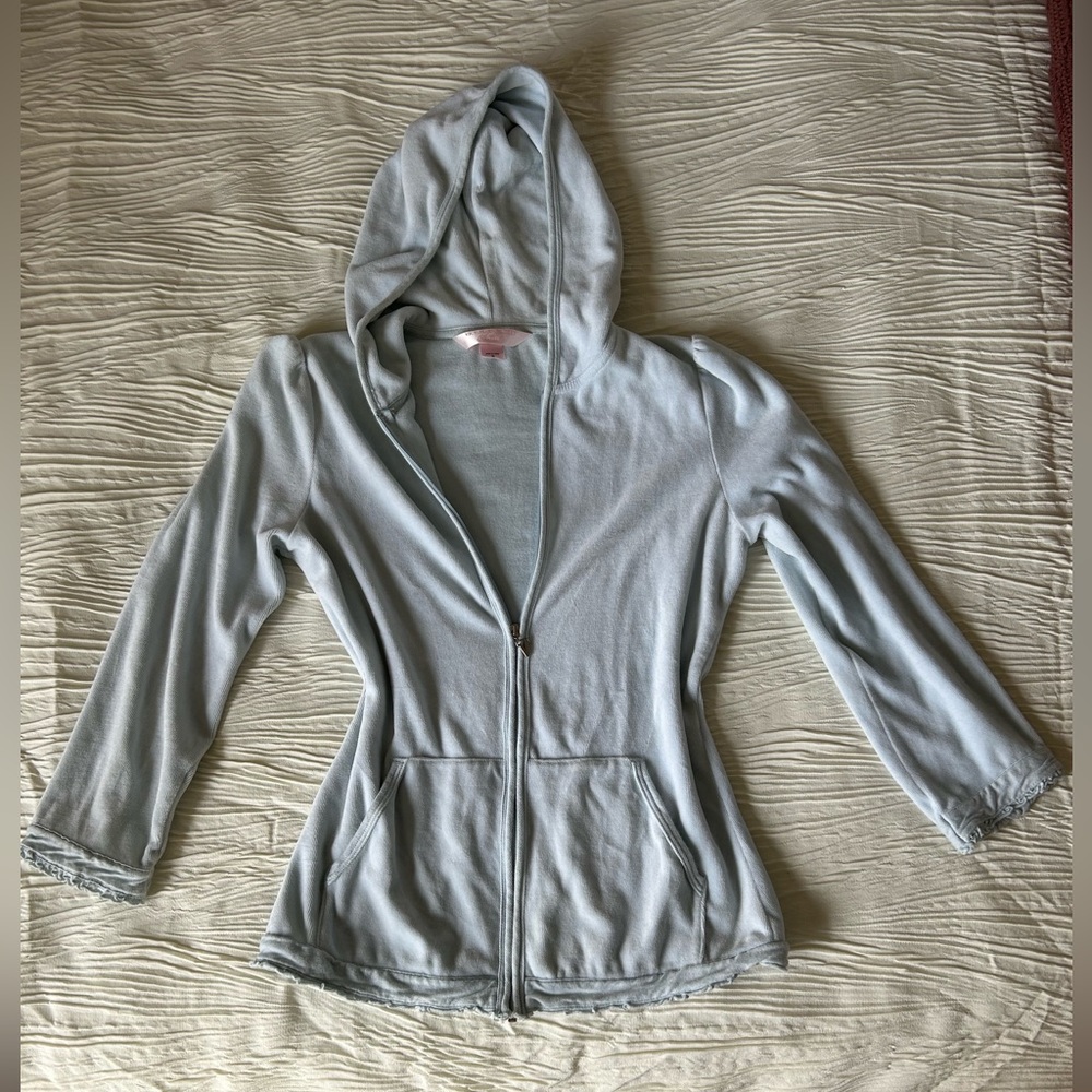 vintage baby blue victoria’s secret angels zip up hoodie